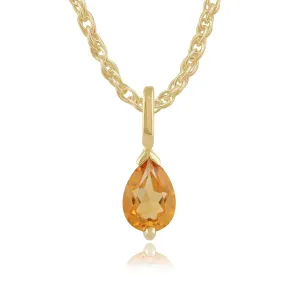 Pendentif Classique Or Jaune 375 Citrine Poire