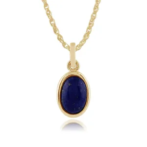 Pendentif Classique Or Jaune 375 Lapis Lazuli Oval