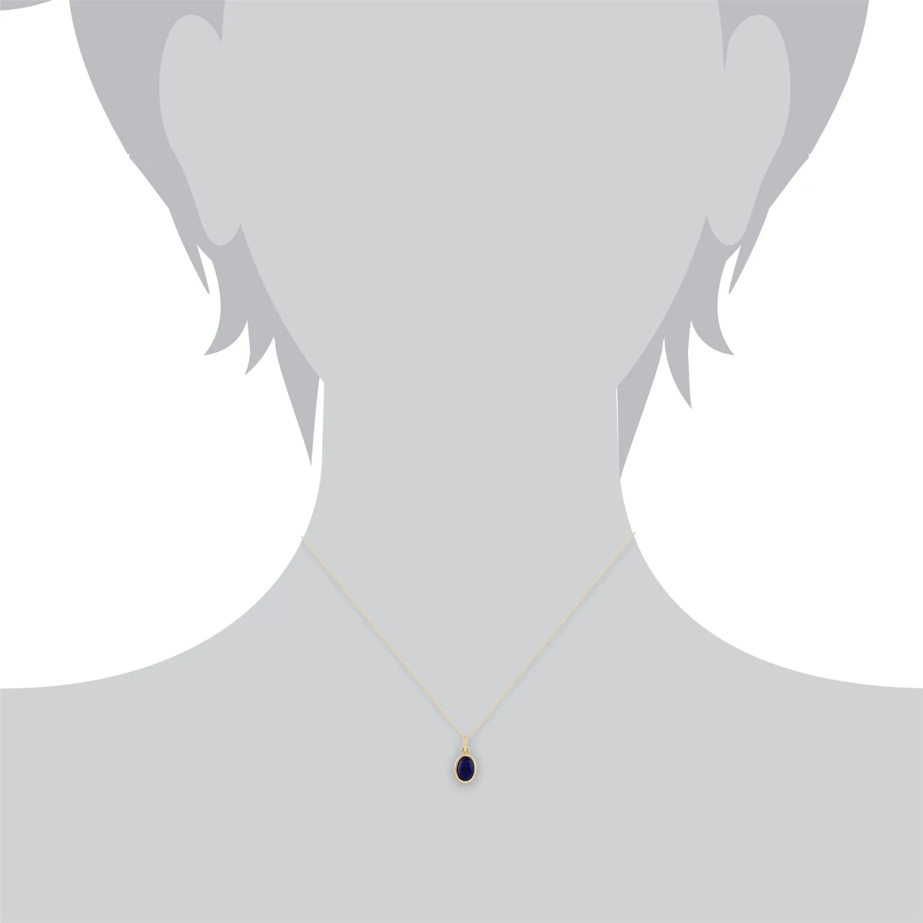 Pendentif Classique Or Jaune 375 Lapis Lazuli Oval