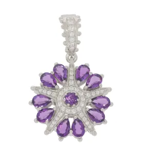 Pink Amethyst Sterling Silver Pendant with Moissanite Accent