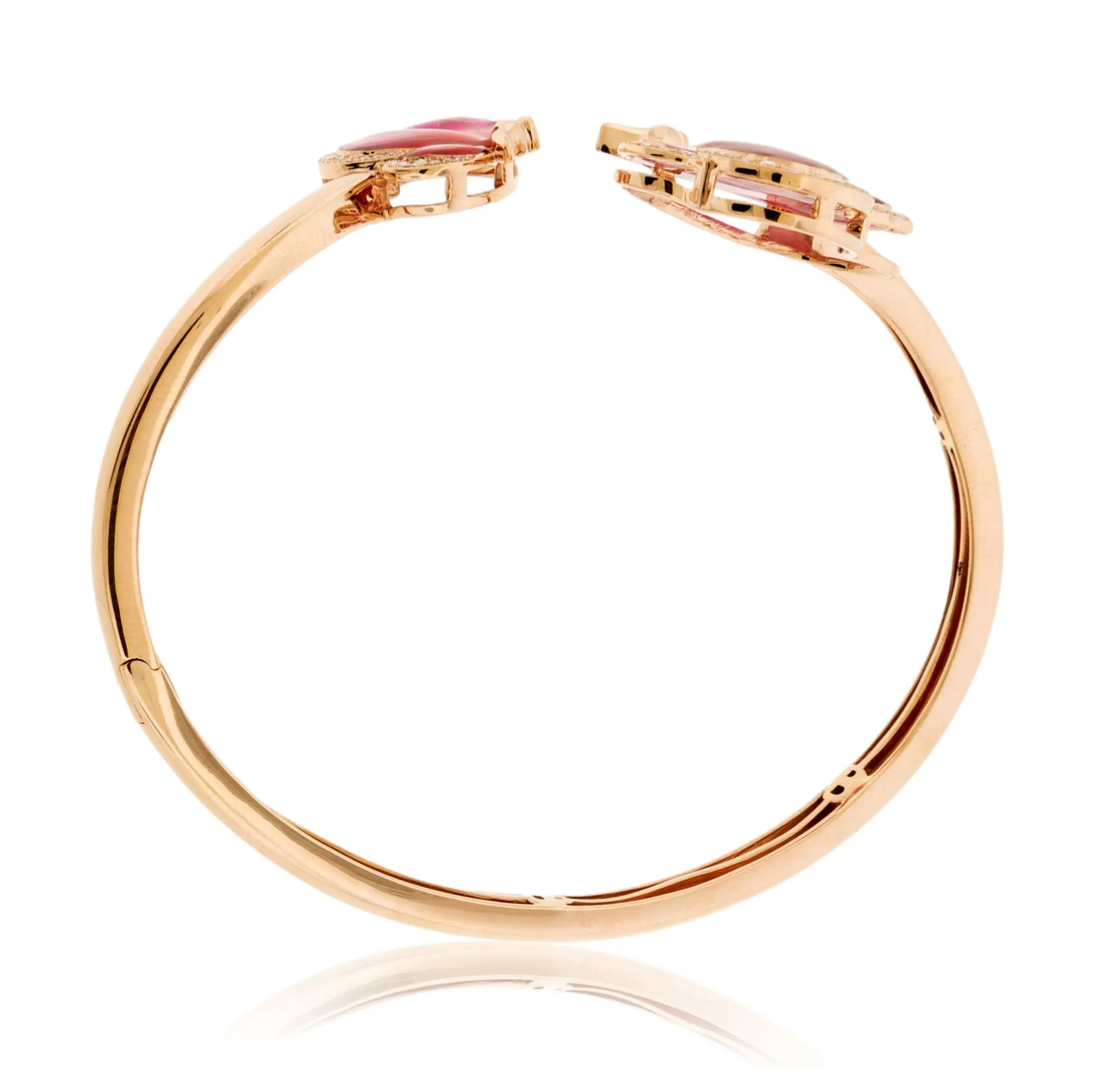 Pink Enamel & Diamond Flexing Bangle Butterfly Bracelet