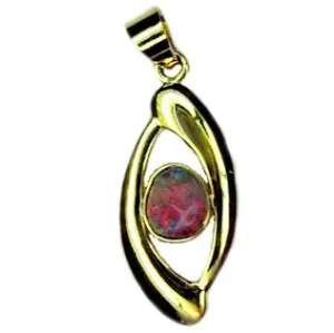 Pink Multi Coloured Boulder Opal 9k Pendant