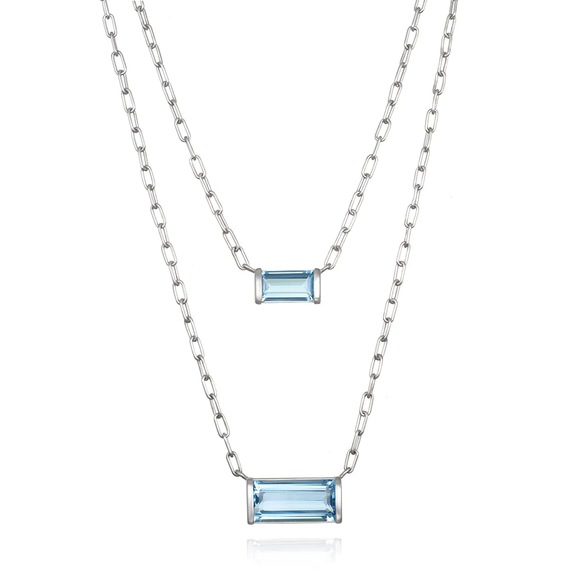 Platinum Bar Set Aquamarine Pendant Necklace - 1.8 carats
