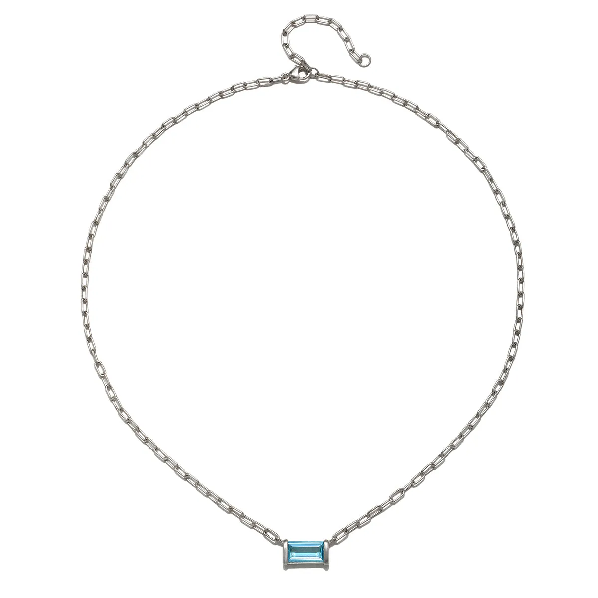Platinum Bar Set Aquamarine Pendant Necklace - 1.8 carats