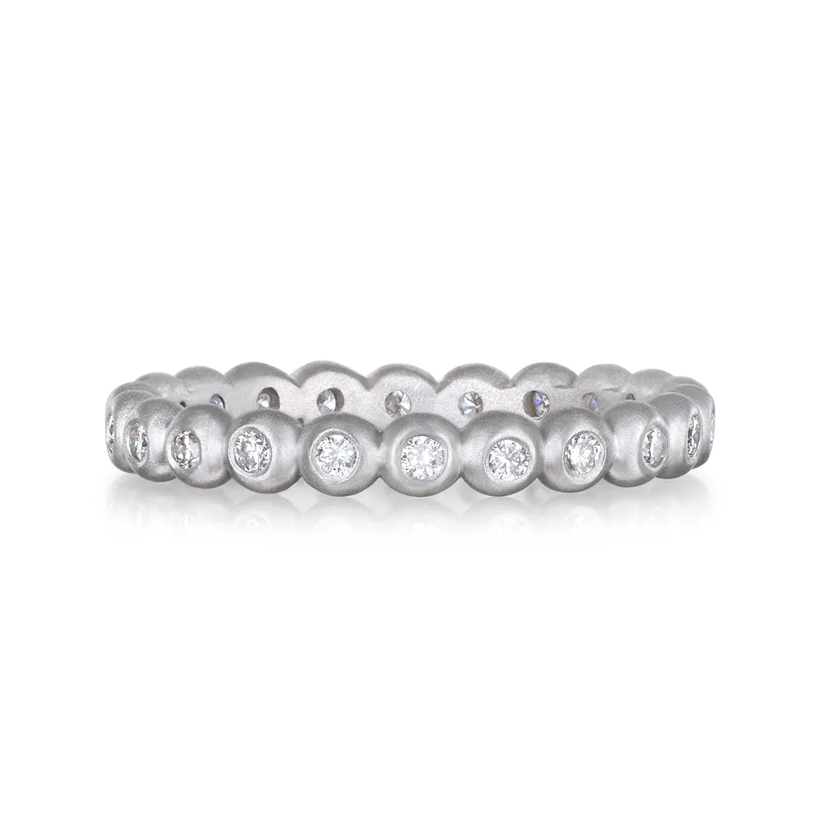 Platinum Diamond Granulation Eternity Bead Ring