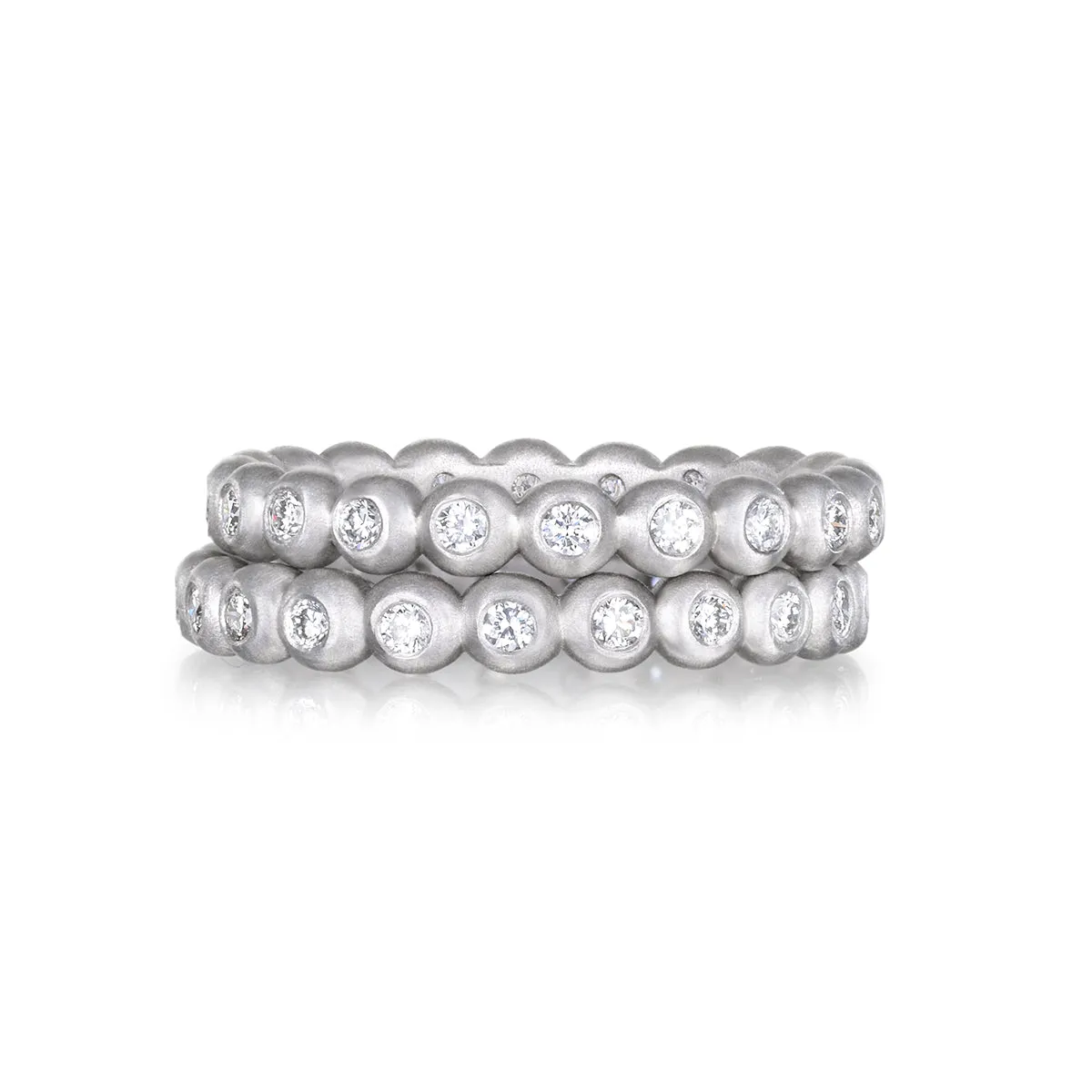 Platinum Diamond Granulation Eternity Bead Ring