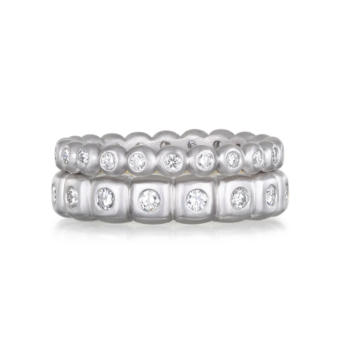 Platinum Diamond Granulation Eternity Bead Ring