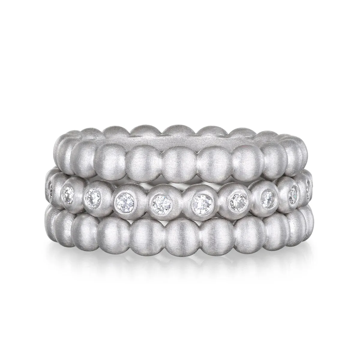 Platinum Diamond Granulation Eternity Bead Ring
