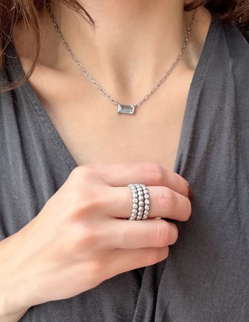 Platinum Diamond Granulation Eternity Bead Ring