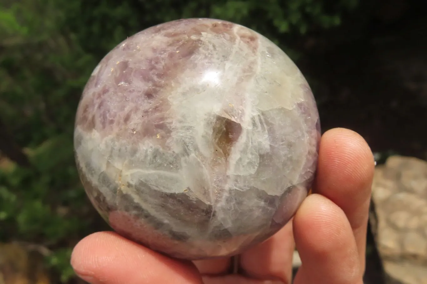 Polished Chevron Amethyst Palm Stones x 6 From Madagascar