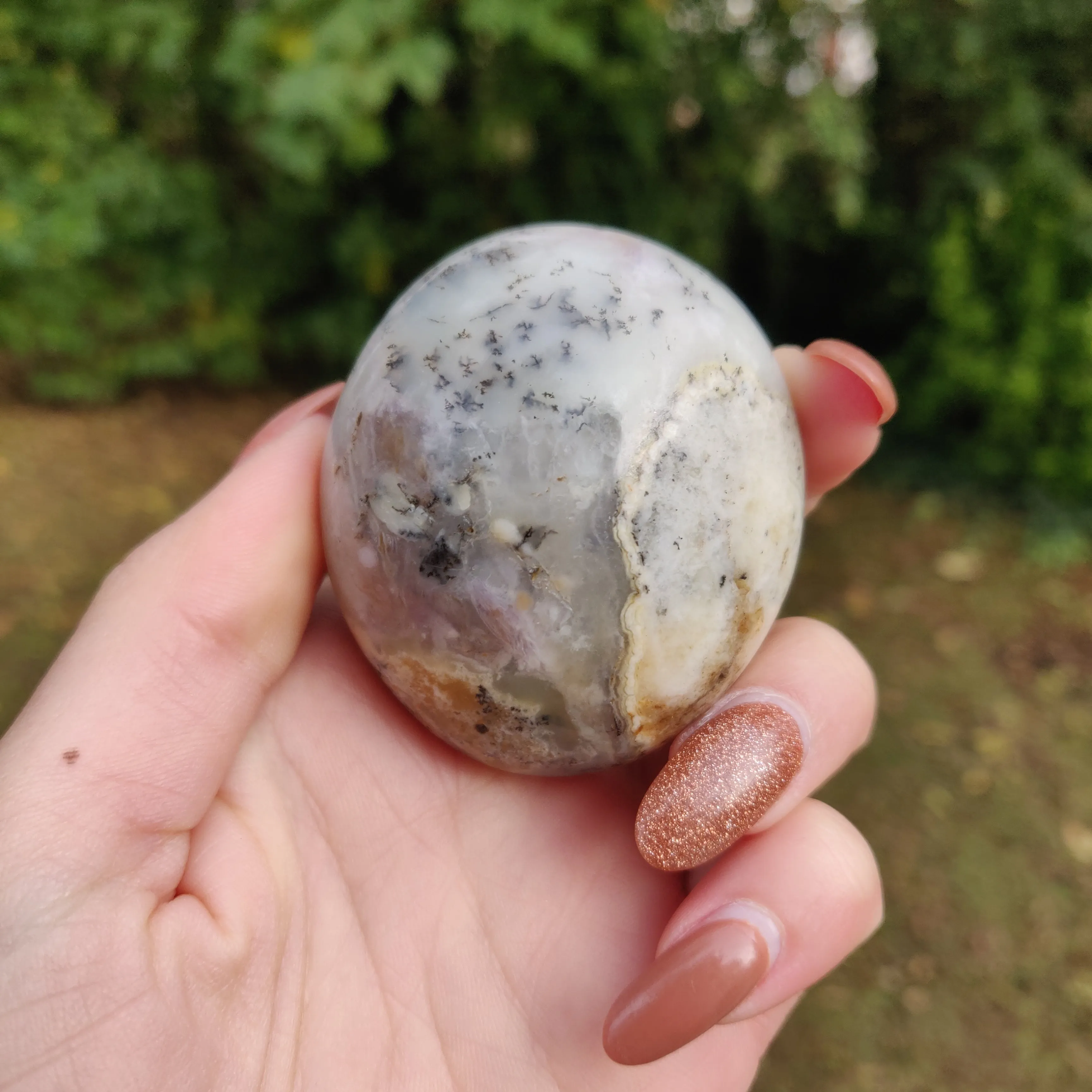 Purple Dendritic Opal  Palm Stone (#6)