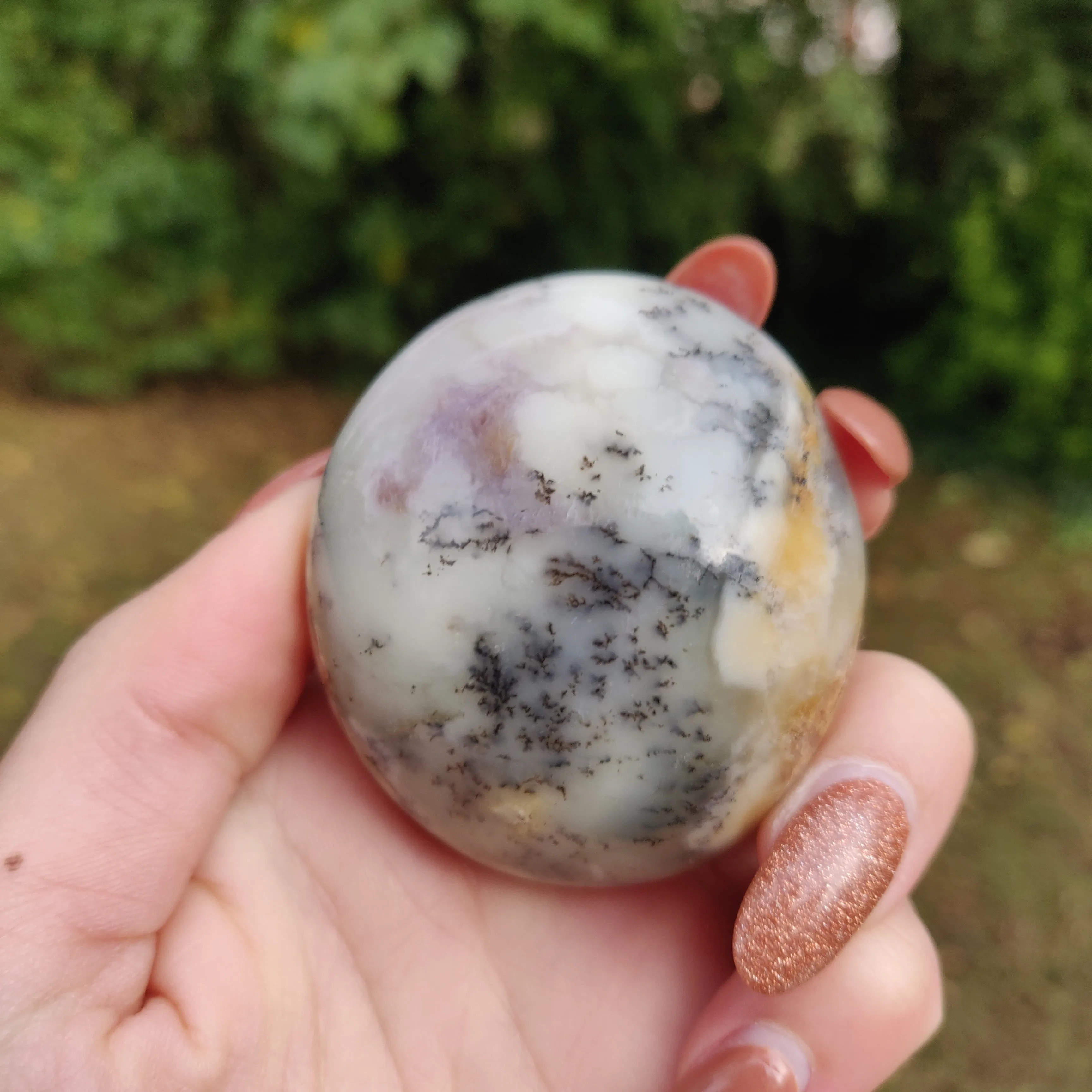 Purple Dendritic Opal  Palm Stone (#6)
