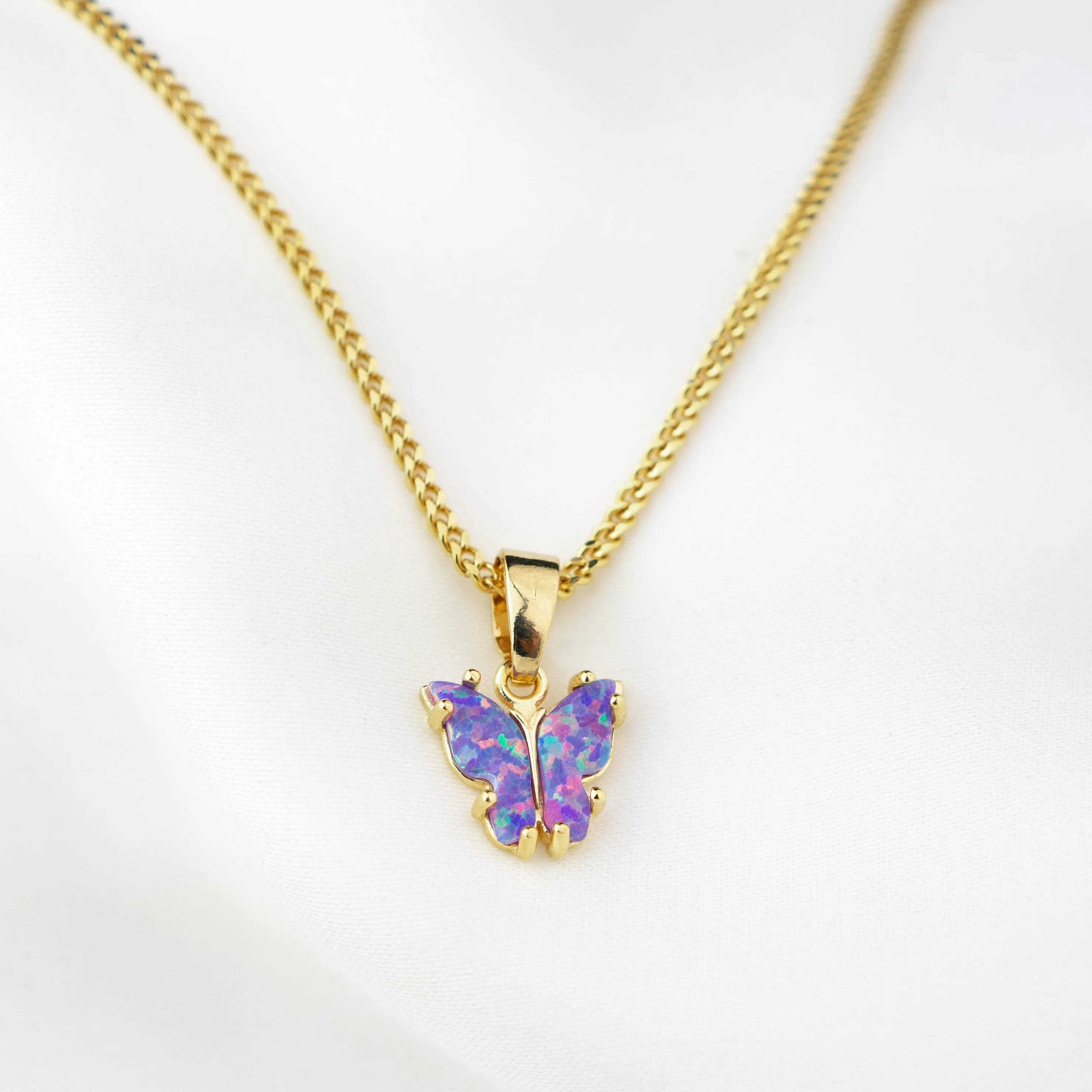 Purple Opal Wings Butterfly Necklace