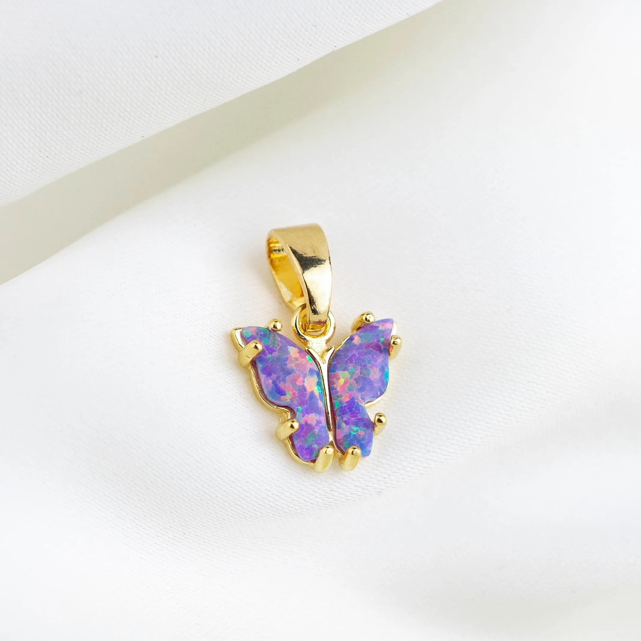 Purple Opal Wings Butterfly Necklace