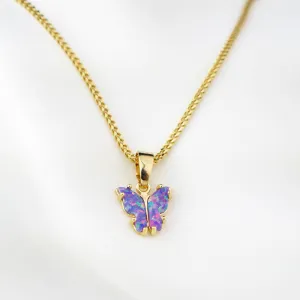 Purple Opal Wings Butterfly Necklace