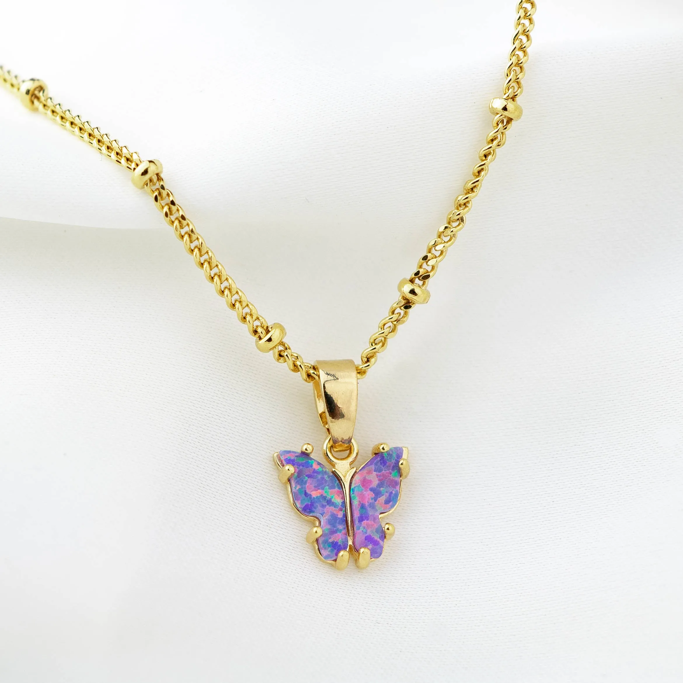 Purple Opal Wings Butterfly Necklace