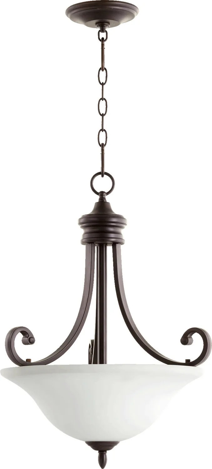 Quorum Bryant 8154-3-186 Pendant - Oiled Bronze W/ Satin Opal
