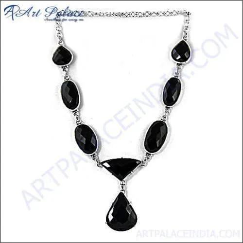 Radiant Black Onyx Silver Necklace