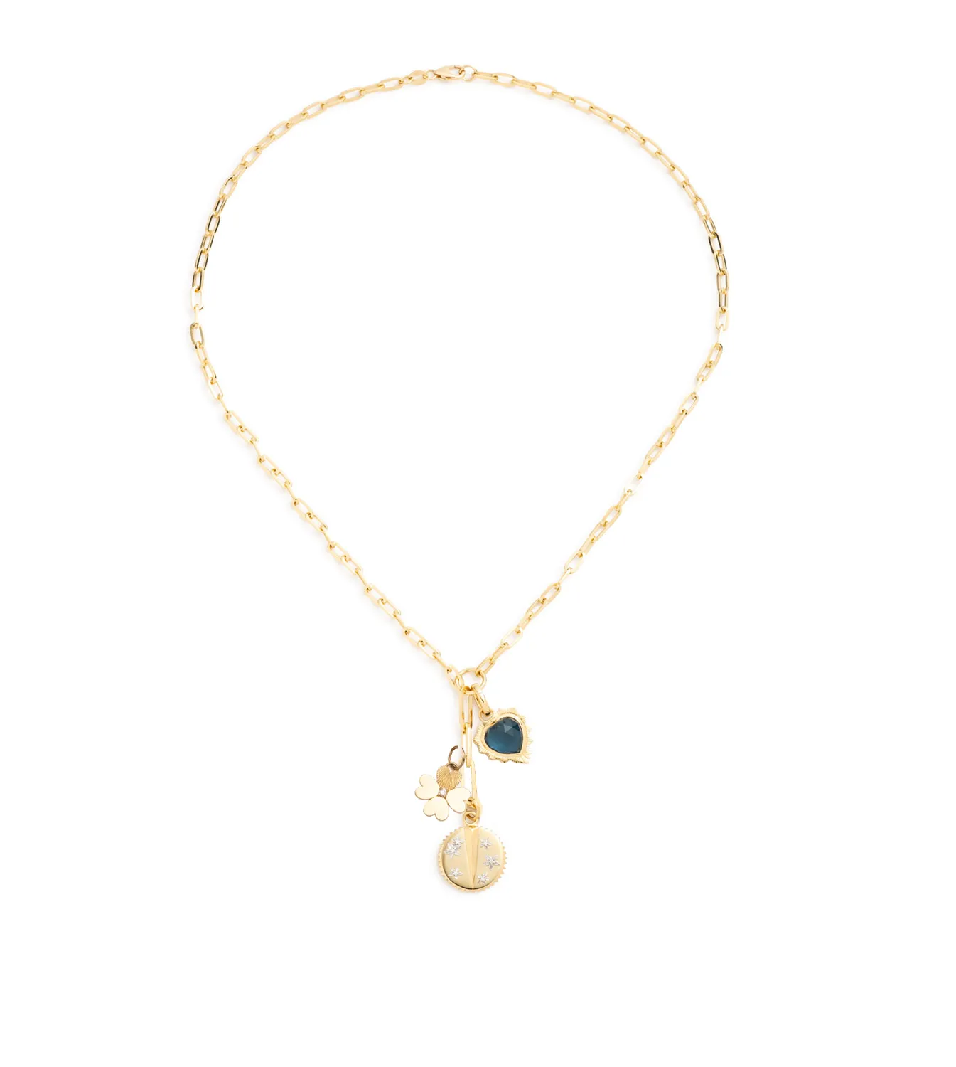 Resilience, Clover & Gemstone Heart : Refined Clip Extension Necklace