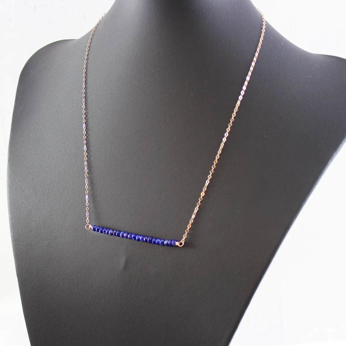 Rose Gold Lapis Lazuli Bar Necklace