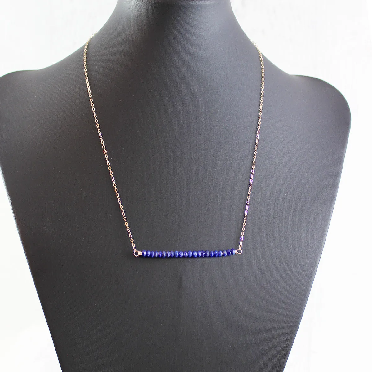 Rose Gold Lapis Lazuli Bar Necklace