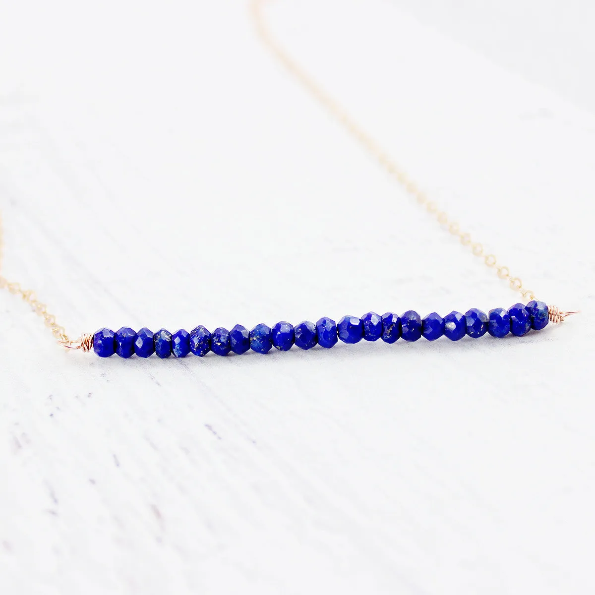 Rose Gold Lapis Lazuli Bar Necklace