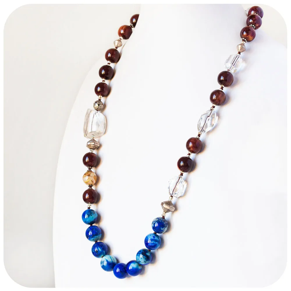 Rosewood, Lapis Lazuli and Crystal Necklace