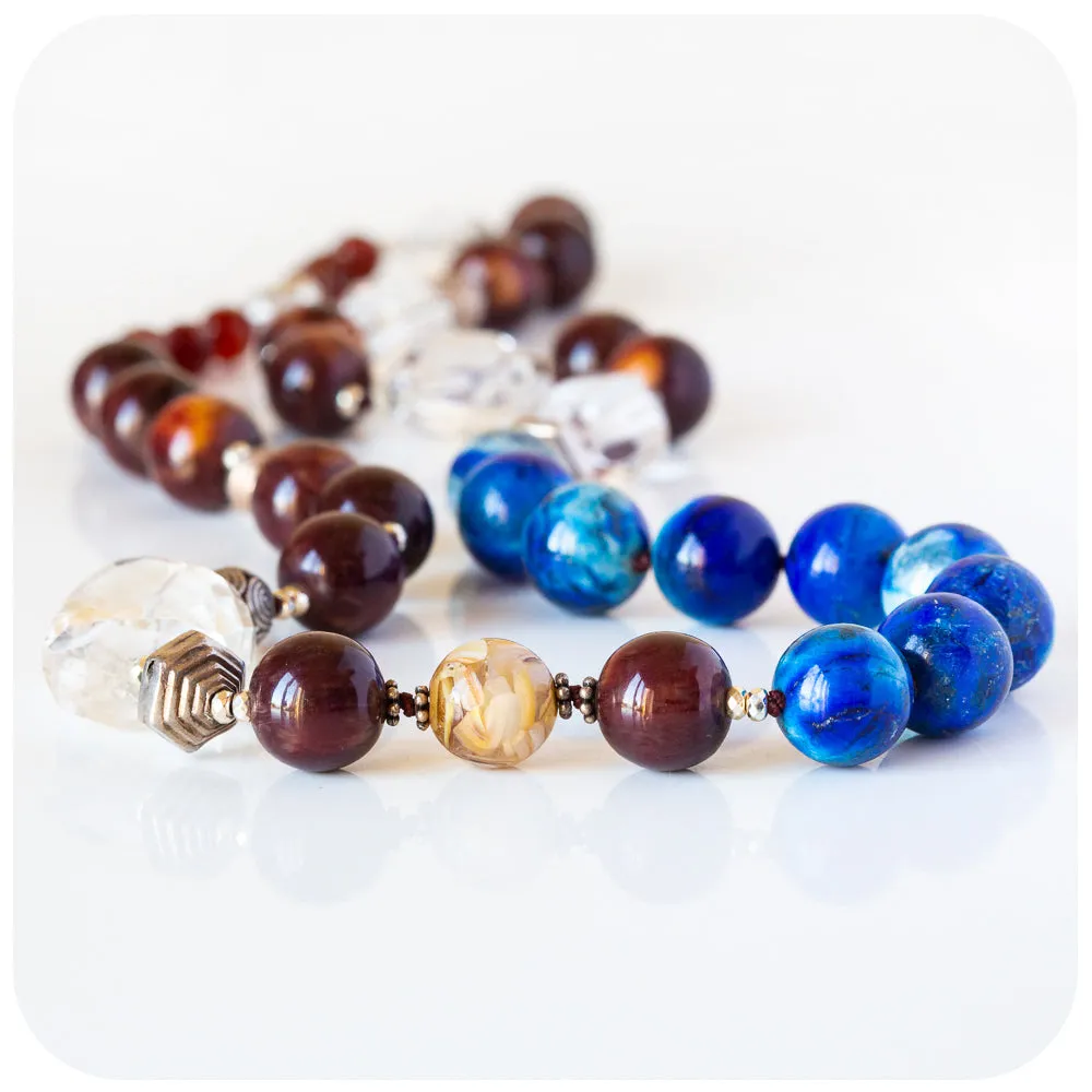 Rosewood, Lapis Lazuli and Crystal Necklace