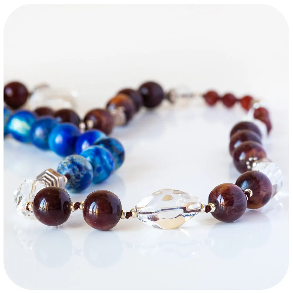 Rosewood, Lapis Lazuli and Crystal Necklace