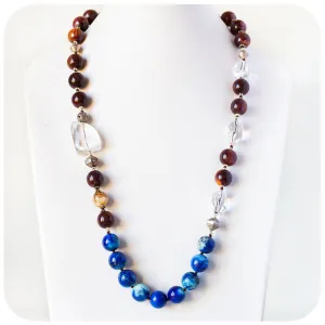 Rosewood, Lapis Lazuli and Crystal Necklace