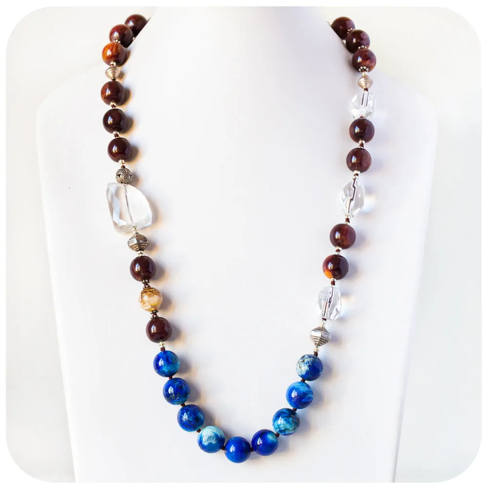 Rosewood, Lapis Lazuli and Crystal Necklace