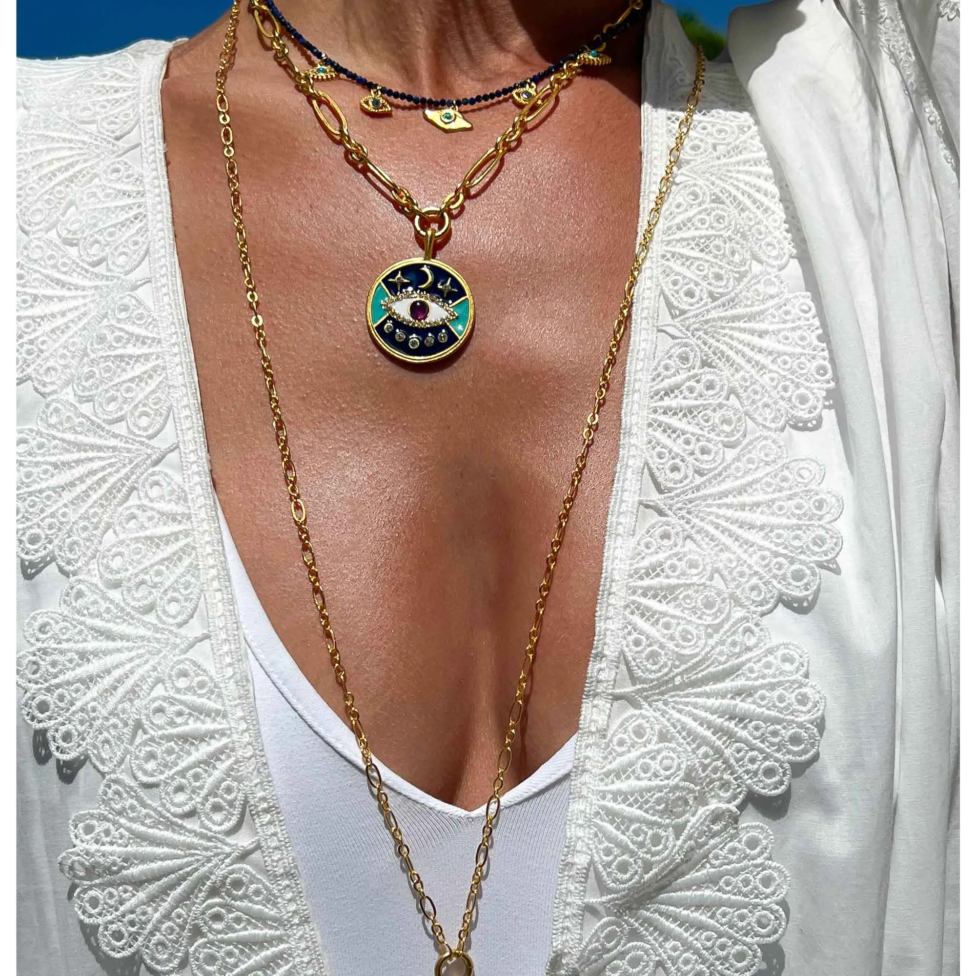 Selena Beaded Evil Eye Necklace
