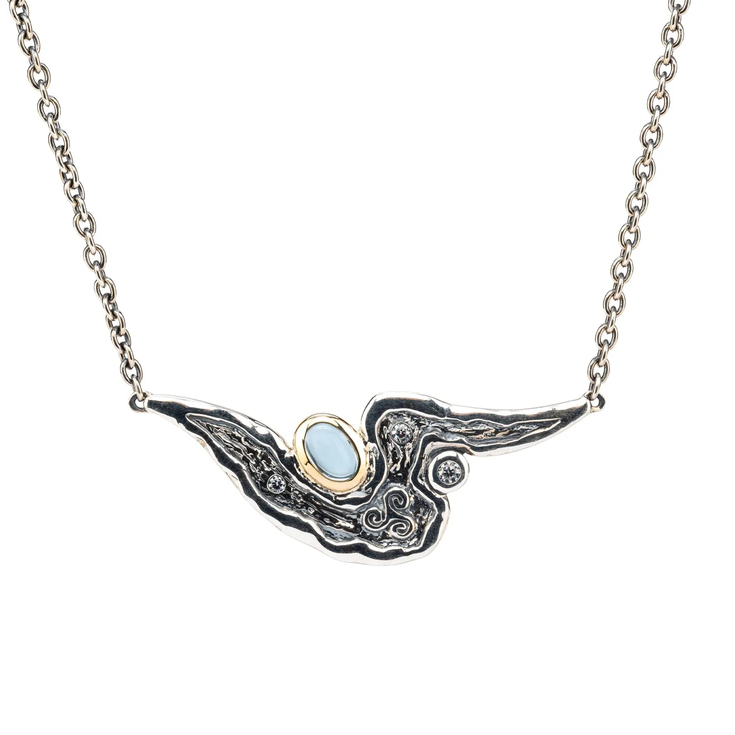 Silver and 10k Gold Rocks 'n Rivers Necklace - Sky Blue Topaz