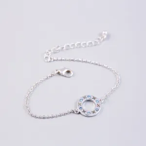 Silver Aquamarine March Birthstone XOXO Circle Bracelet