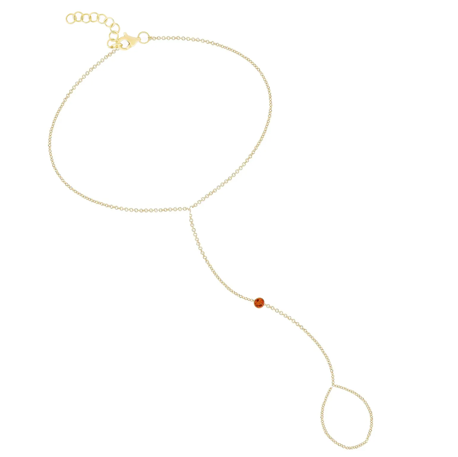 Single Bezel Gemstone Hand Chain Bracelet
