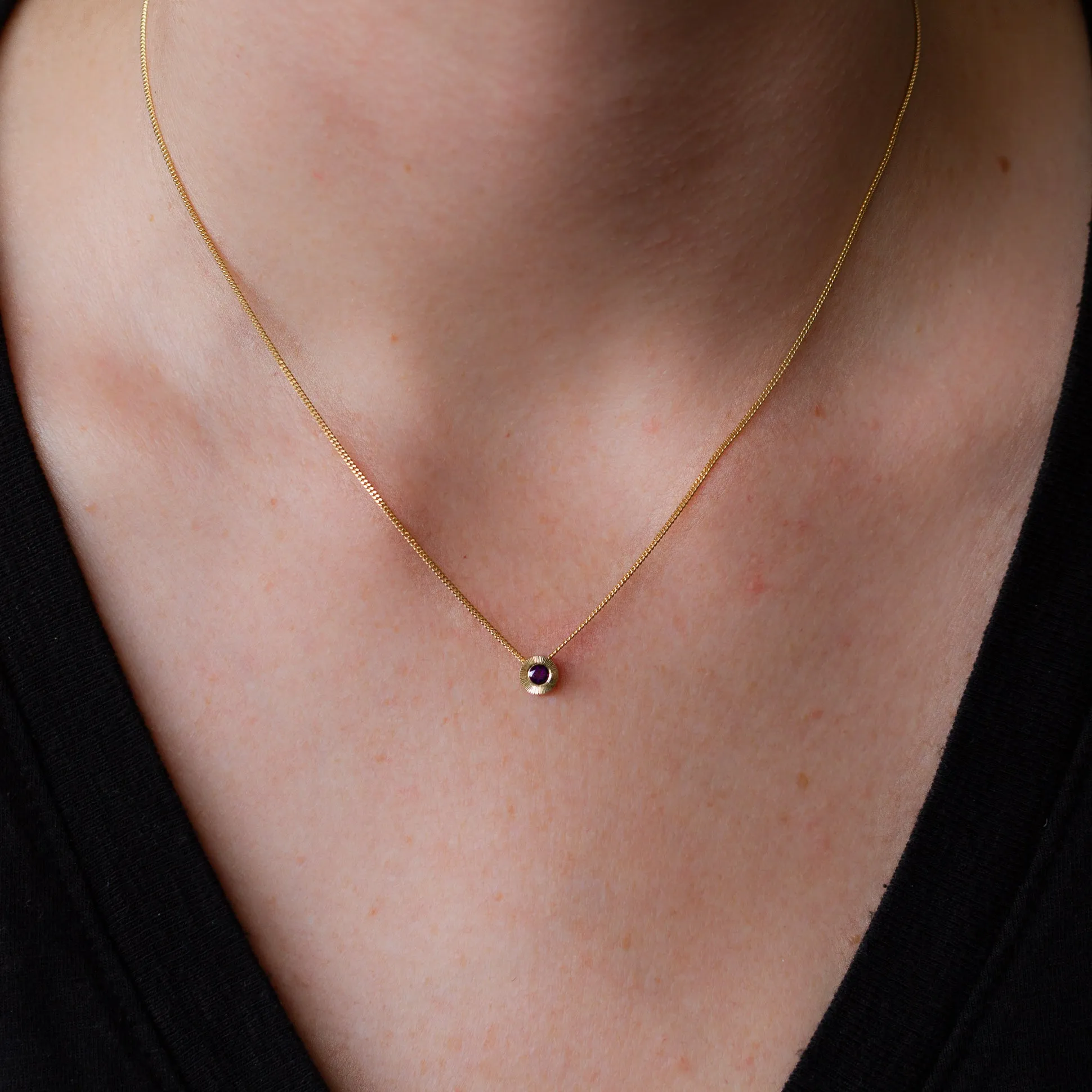 Small Aurora Birthstone Necklace - February - Amethyst