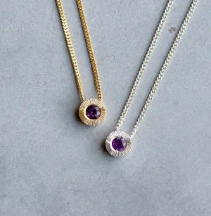 Small Aurora Birthstone Necklace - February - Amethyst