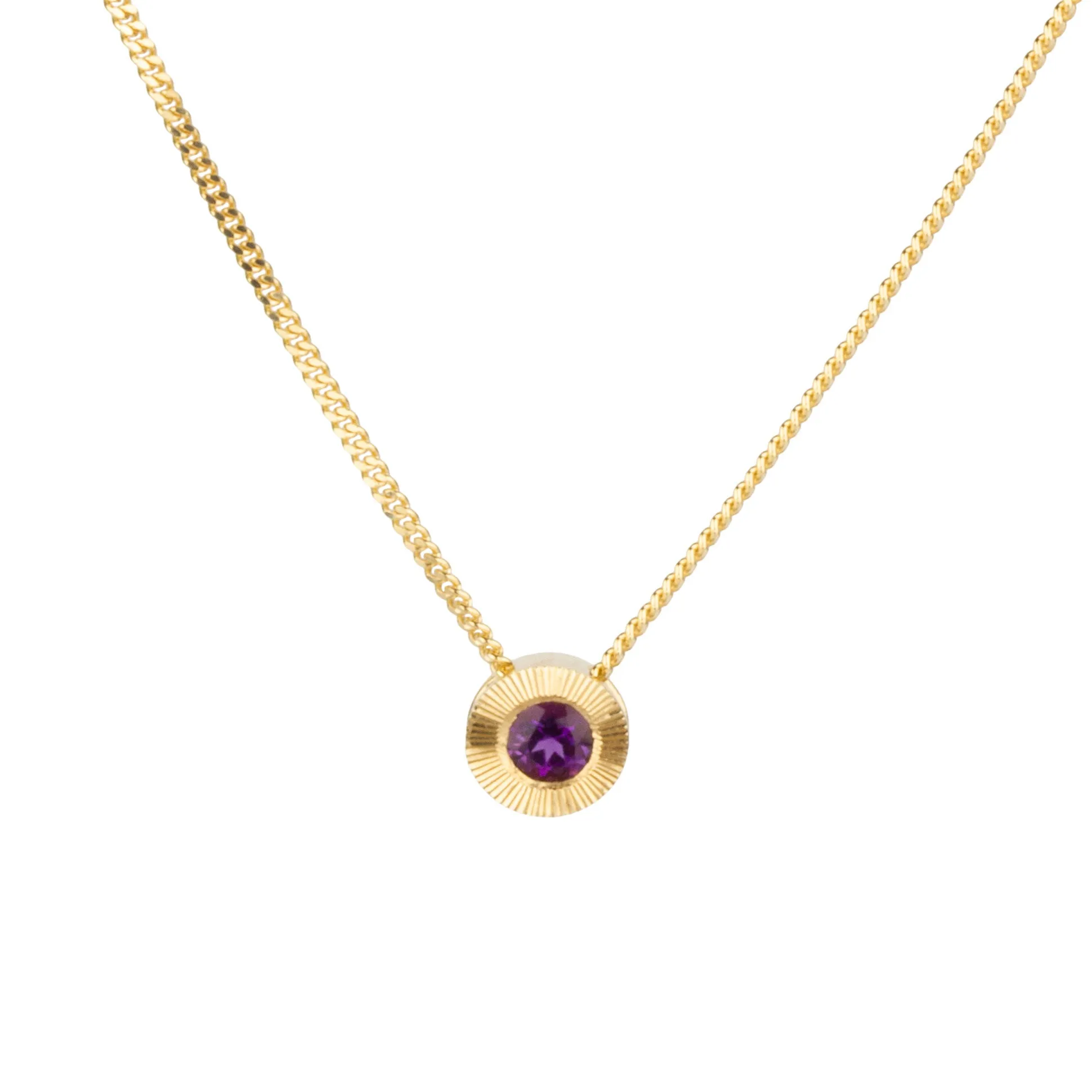 Small Aurora Birthstone Necklace - February - Amethyst