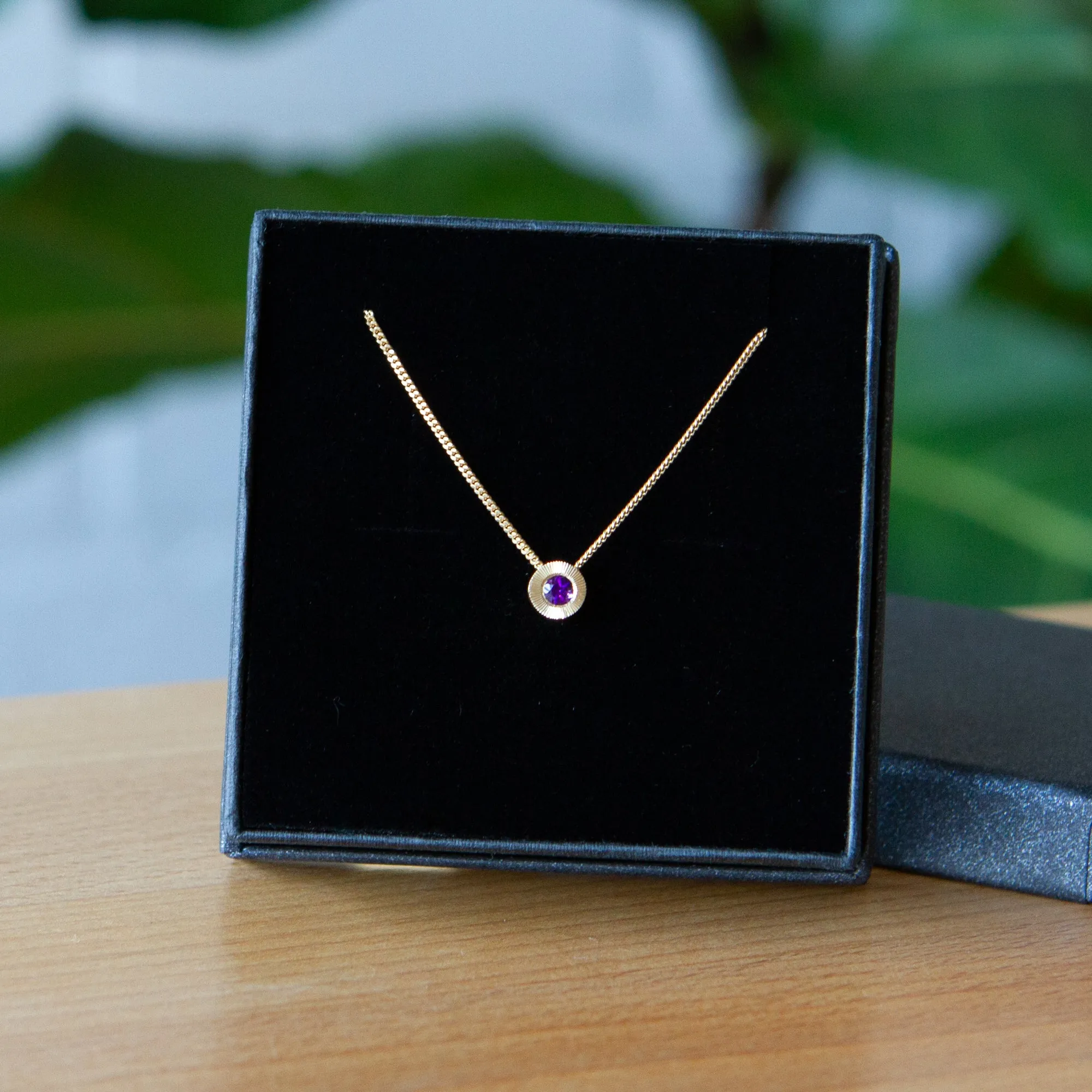 Small Aurora Birthstone Necklace - February - Amethyst