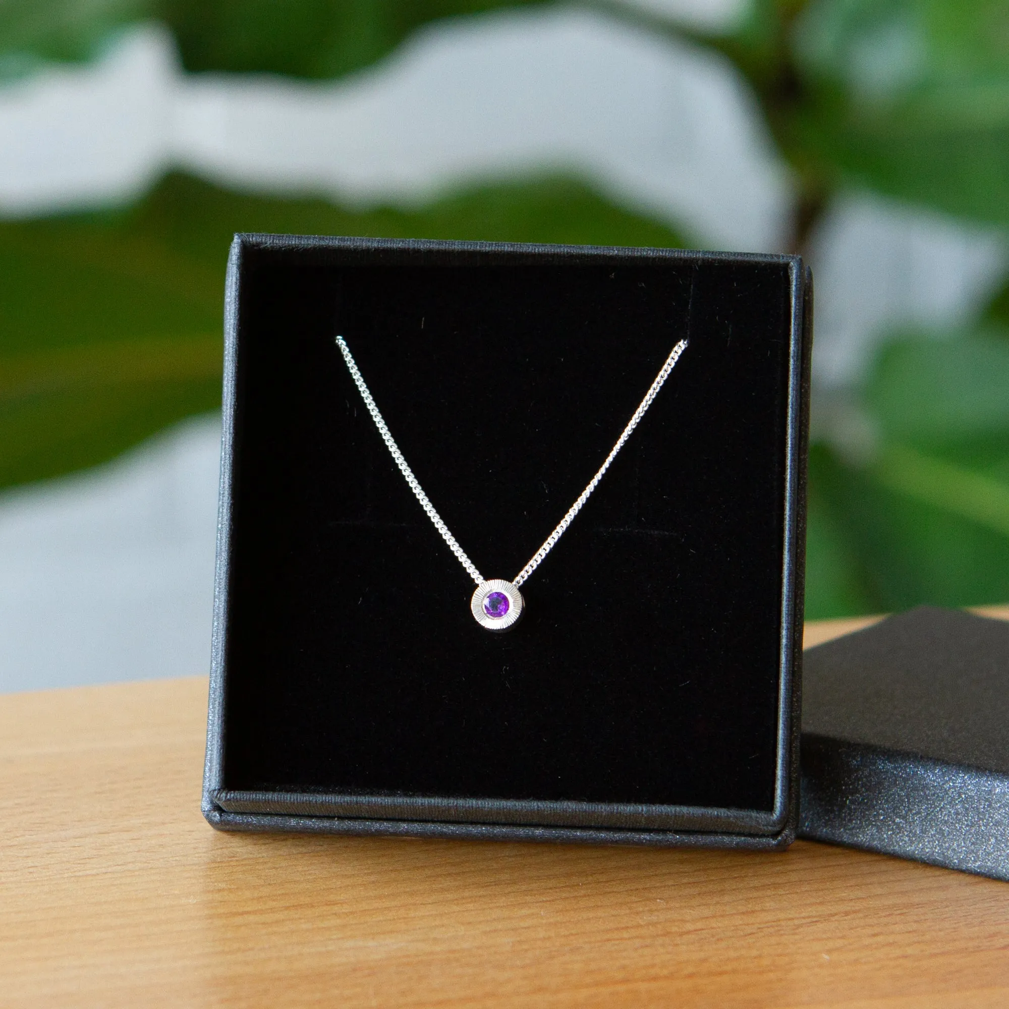 Small Aurora Birthstone Necklace - February - Amethyst