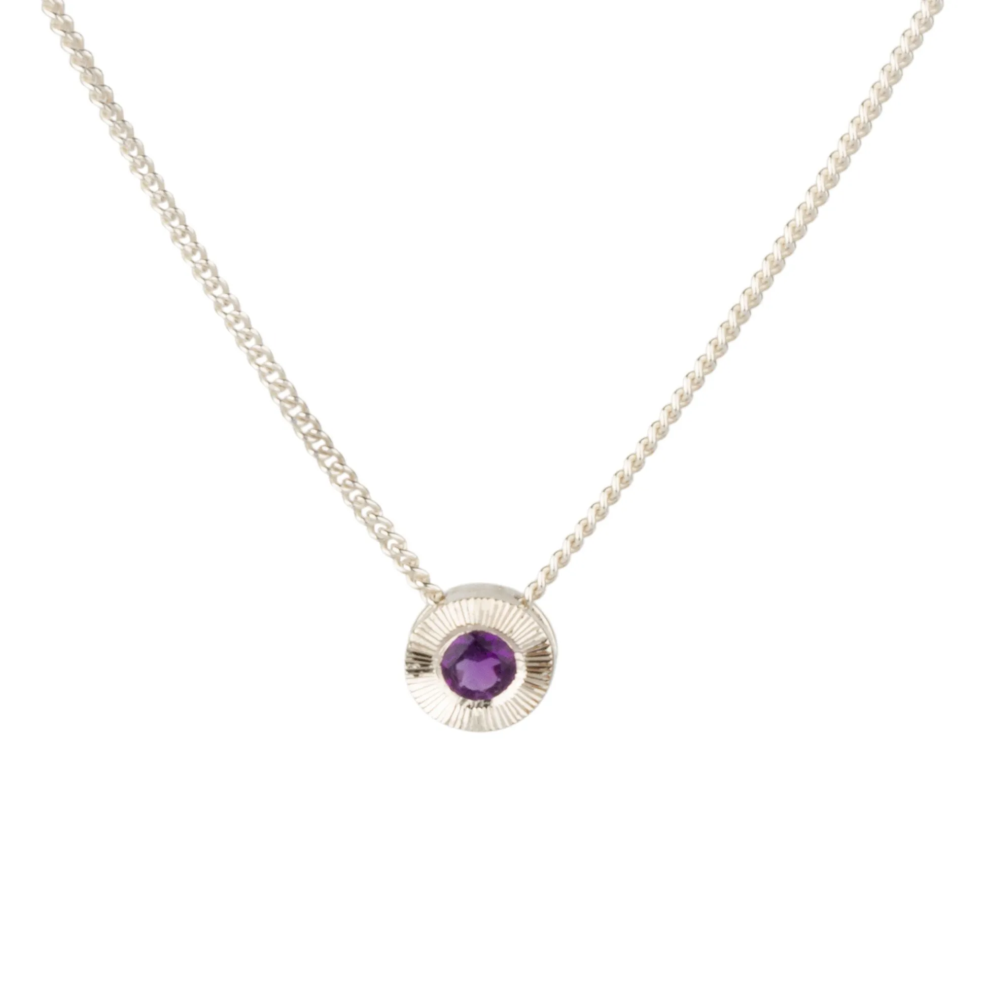 Small Aurora Birthstone Necklace - February - Amethyst