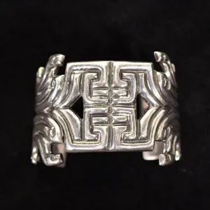 SOLD Vintage Los Castillo Modernist Taxco Sterling Silver Mayan Cuff Bracelet