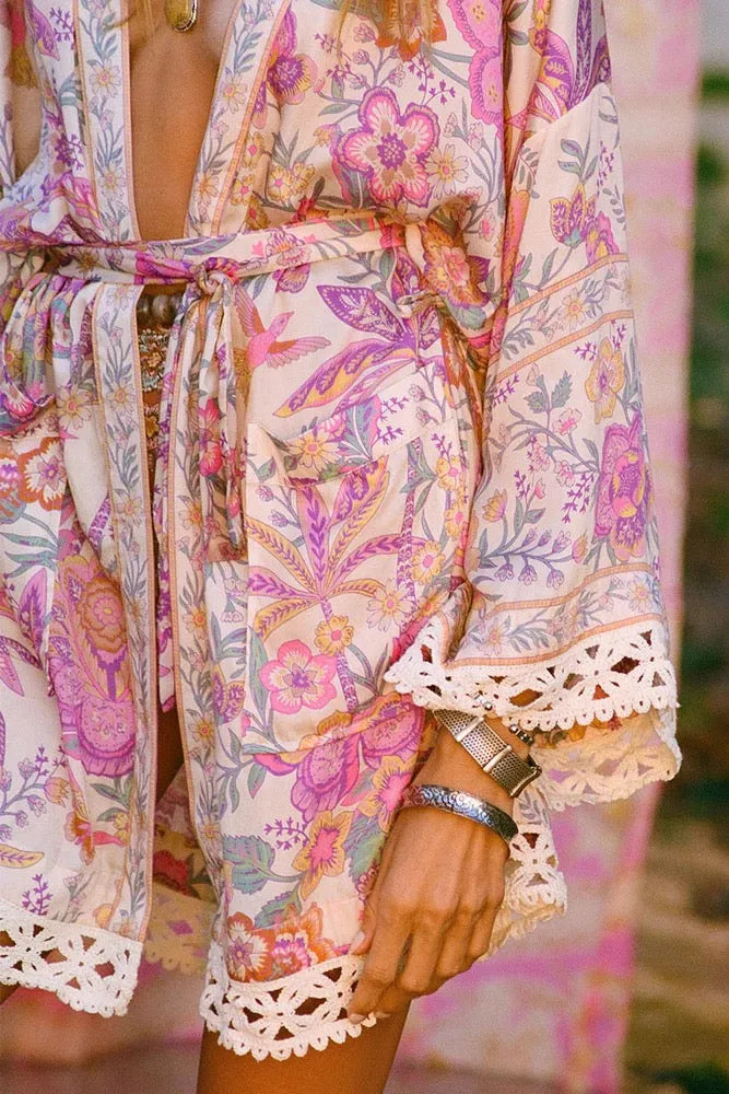 Spell Mojave Lily Short Robe - Opal