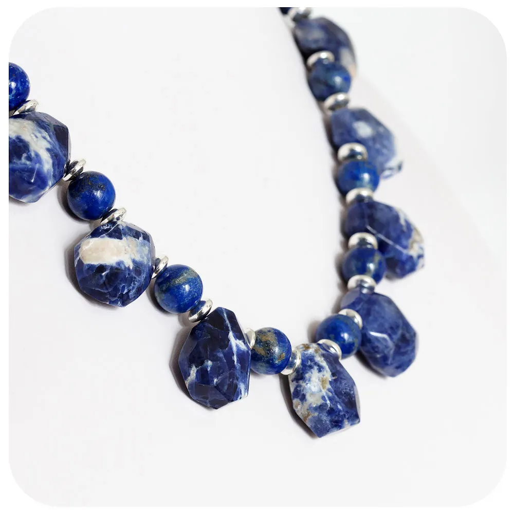 Spotted Sodalite and Lapis Lazuli Necklace