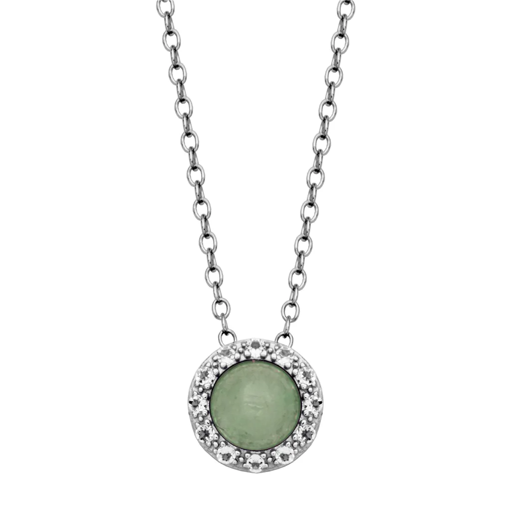Sterling Silver Aquamarine & White Topaz Halo Necklace by Samuel B.