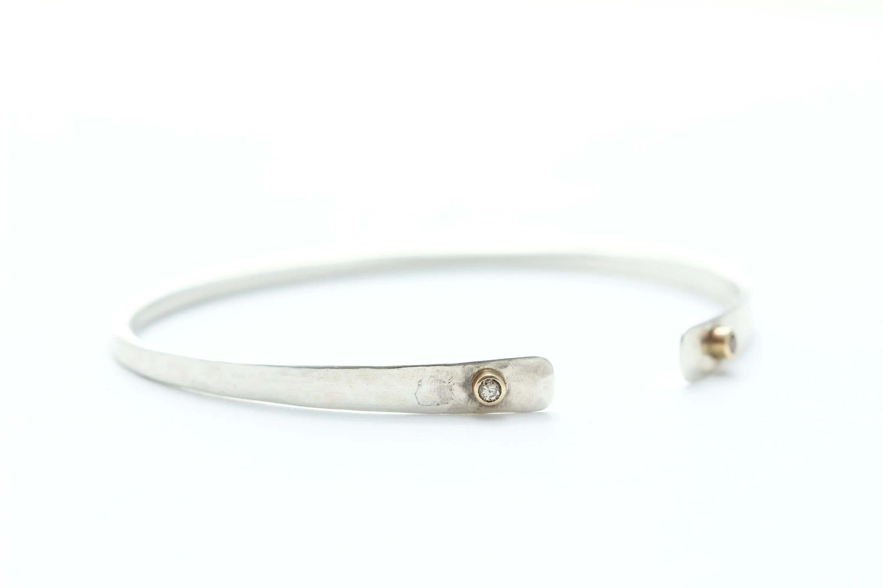 Sterling Silver Bracelet with Gold tubes and Champagne Diamonds