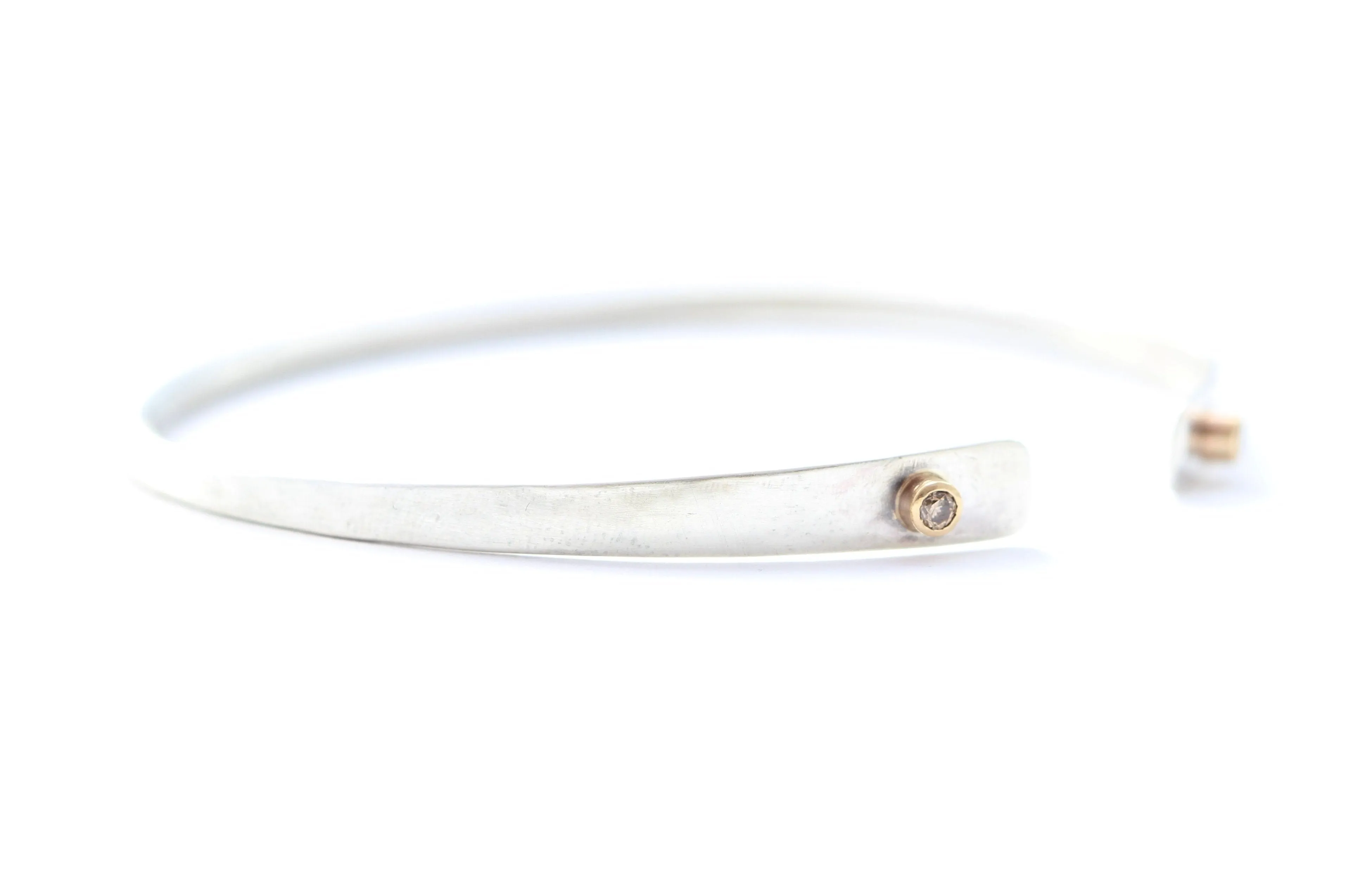 Sterling Silver Bracelet with Gold tubes and Champagne Diamonds