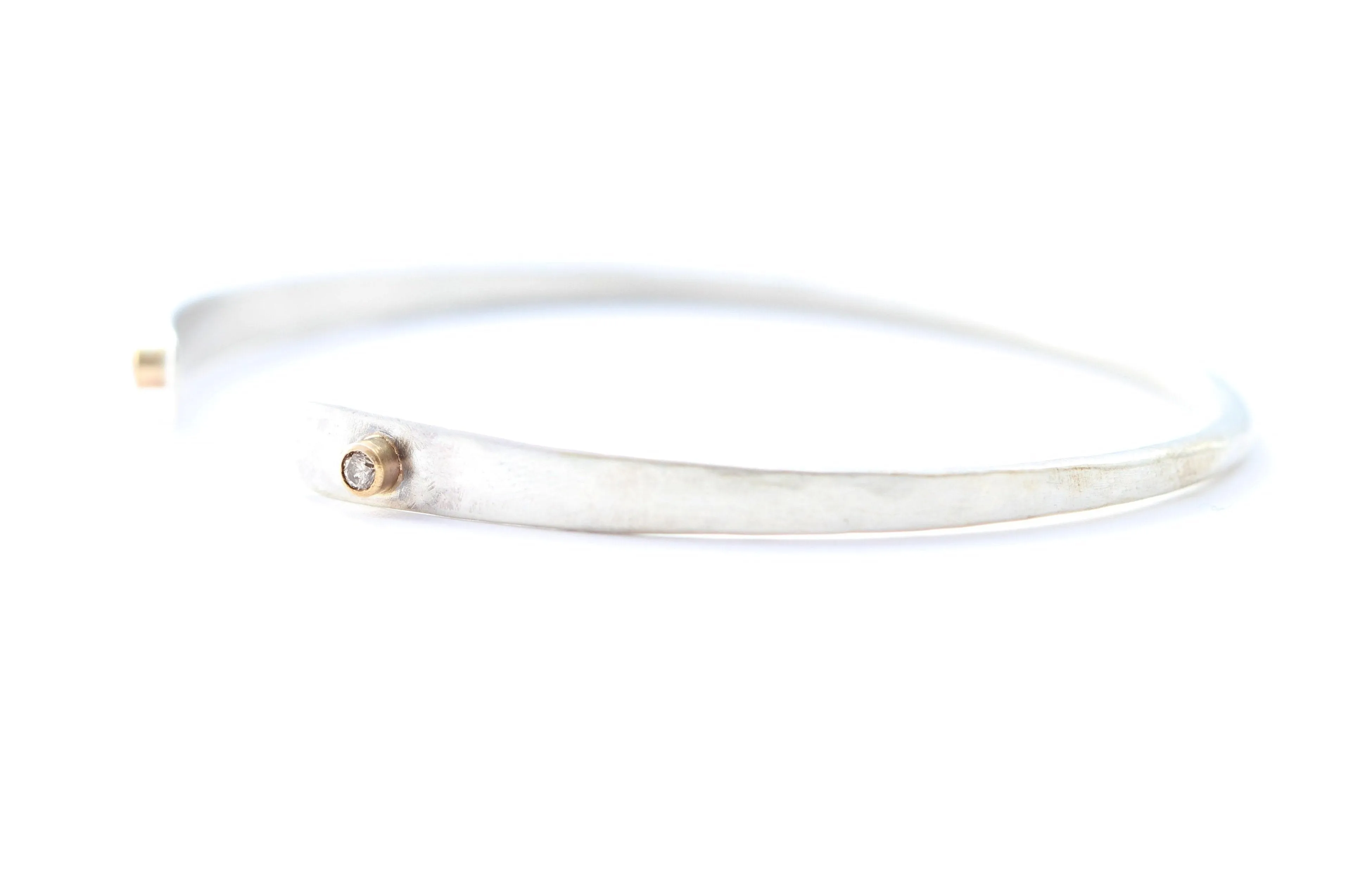 Sterling Silver Bracelet with Gold tubes and Champagne Diamonds