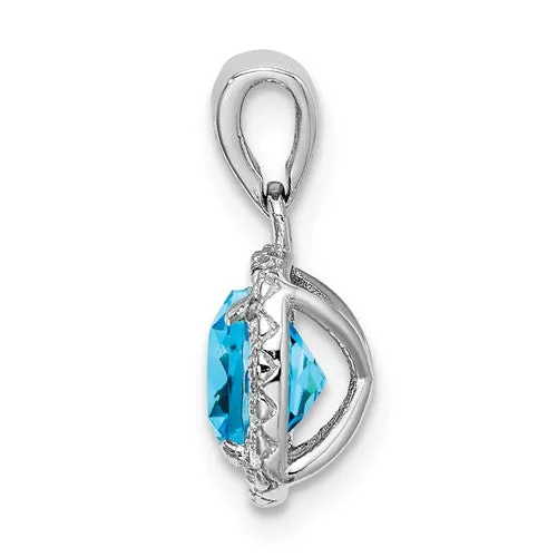Sterling Silver Cushion Gemstone & Created White Sapphire Pendants