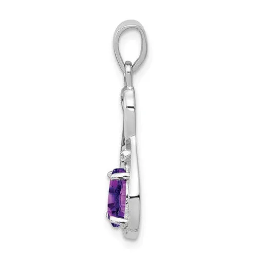 Sterling Silver Diamond & Amethyst Teardrop Infinity Pendant